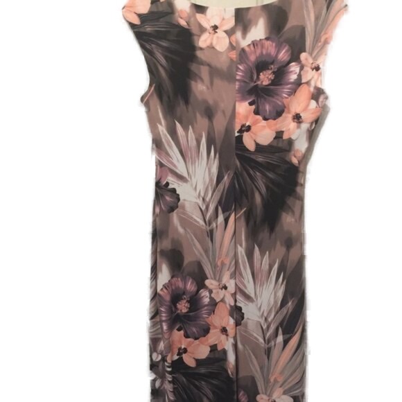 Connected Apparel Mauve Watercolor Floral Sleeveless Dress Sz 8 - Picture 2 of 4
